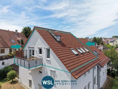 Hauptbild Charmante 3,5-Zimmer-Wohnung mit Balkon, TG-Stellplatz und ausgebauter Bühne. Zentrumsnah in Köngen.